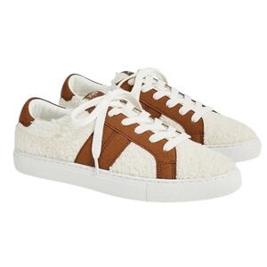 J.Crew Striped White Sherpa Road Trip Sneakers Womens